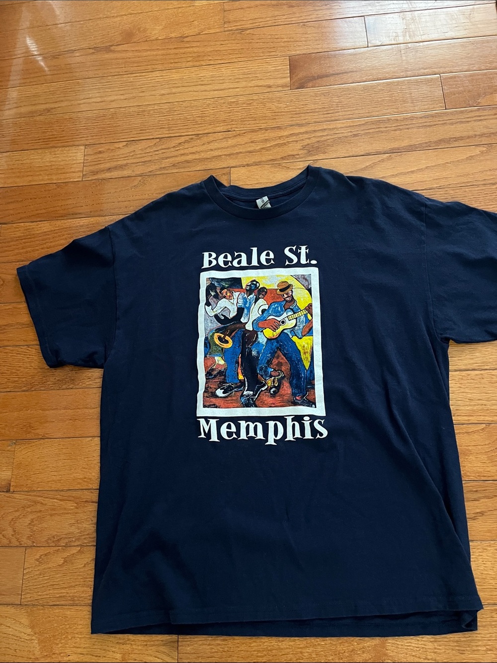 Men’s Vibrant artwork Memphis artist George Hunt Beale St. Memphis T-shirt XL